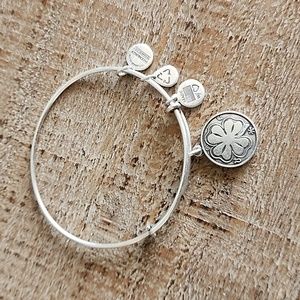 Alex and Ani Four Leaf Clover Bangle Bracelet, Silver